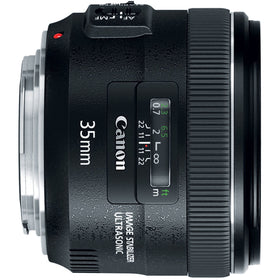 Canon EF 35mm f/2 IS USM lens, rear focus close-up, showing USM mechanism.