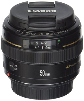 Canon EF 50mm f/1.4 USM lens front view for everyday photography with bright aperture