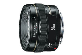 Canon EF 50mm f/1.4 USM lens side angle highlights compact design and versatile use