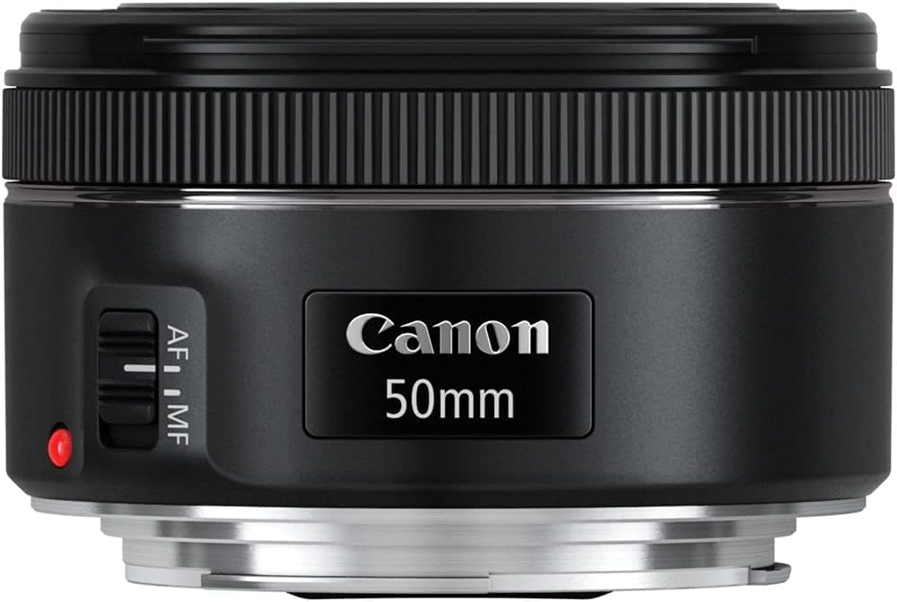 Canon EF 50mm f/1.8 STM lens near silent autofocus for video.