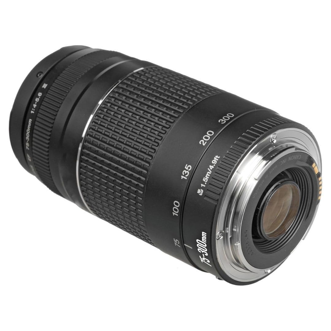 Canon EF 75-300mm III front view highlighting the silver zoom ring.