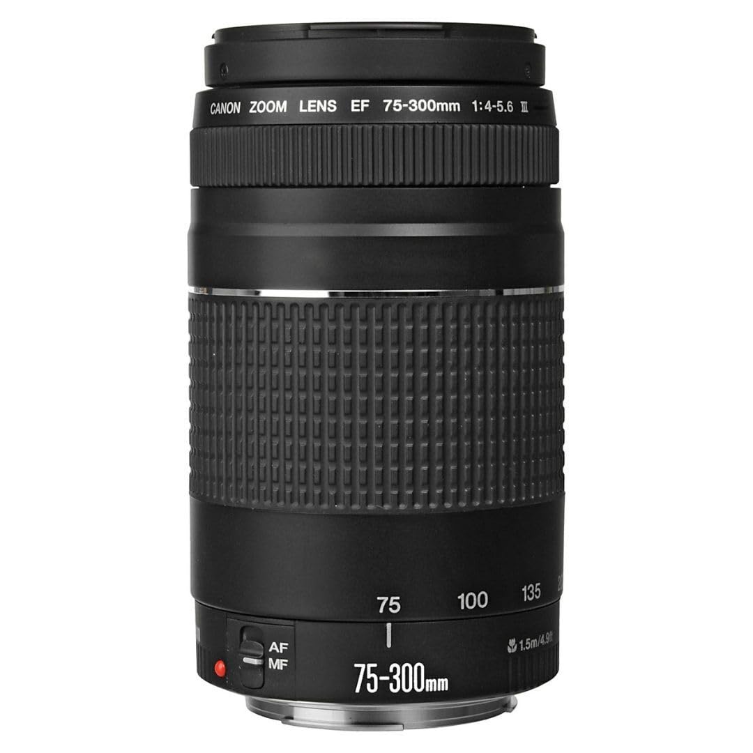 Canon EF 75-300mm III zoom ring close-up shows smooth, precise operation.