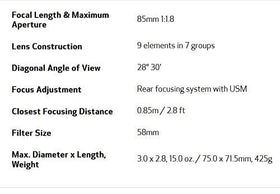 Sharp focus with Canon EF 85mm f/1.8 USM lens for crisp portraits