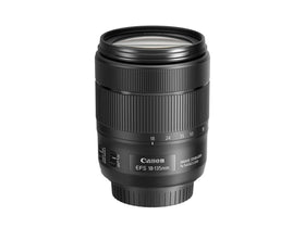 Canon EF-S 18-135mm lens mounted on a camera for versatile landscapes and portraits.