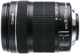 Canon EF-S 18-135mm lens front view for versatile travel photography.