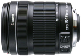 Canon EF-S 18-135mm at telephoto end showing 0.28x magnification potential.