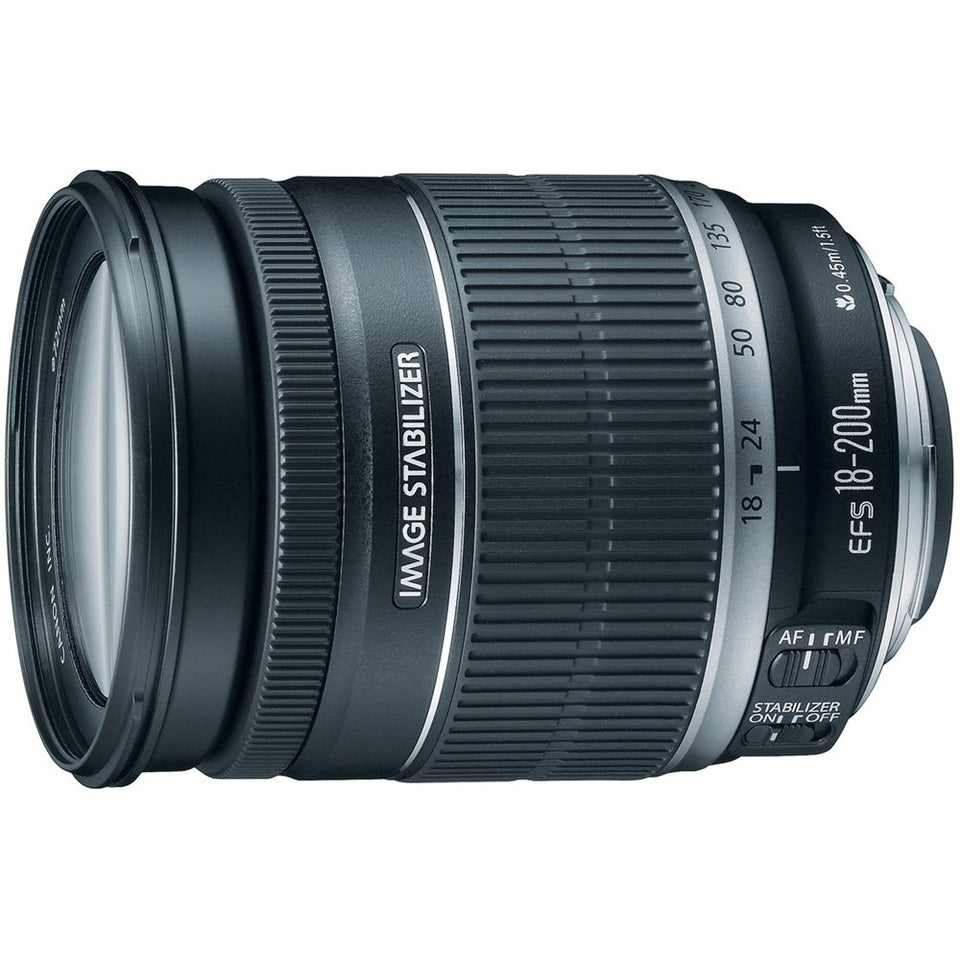Canon EF-S 18-200mm lens showing versatile zoom range for everyday photography.