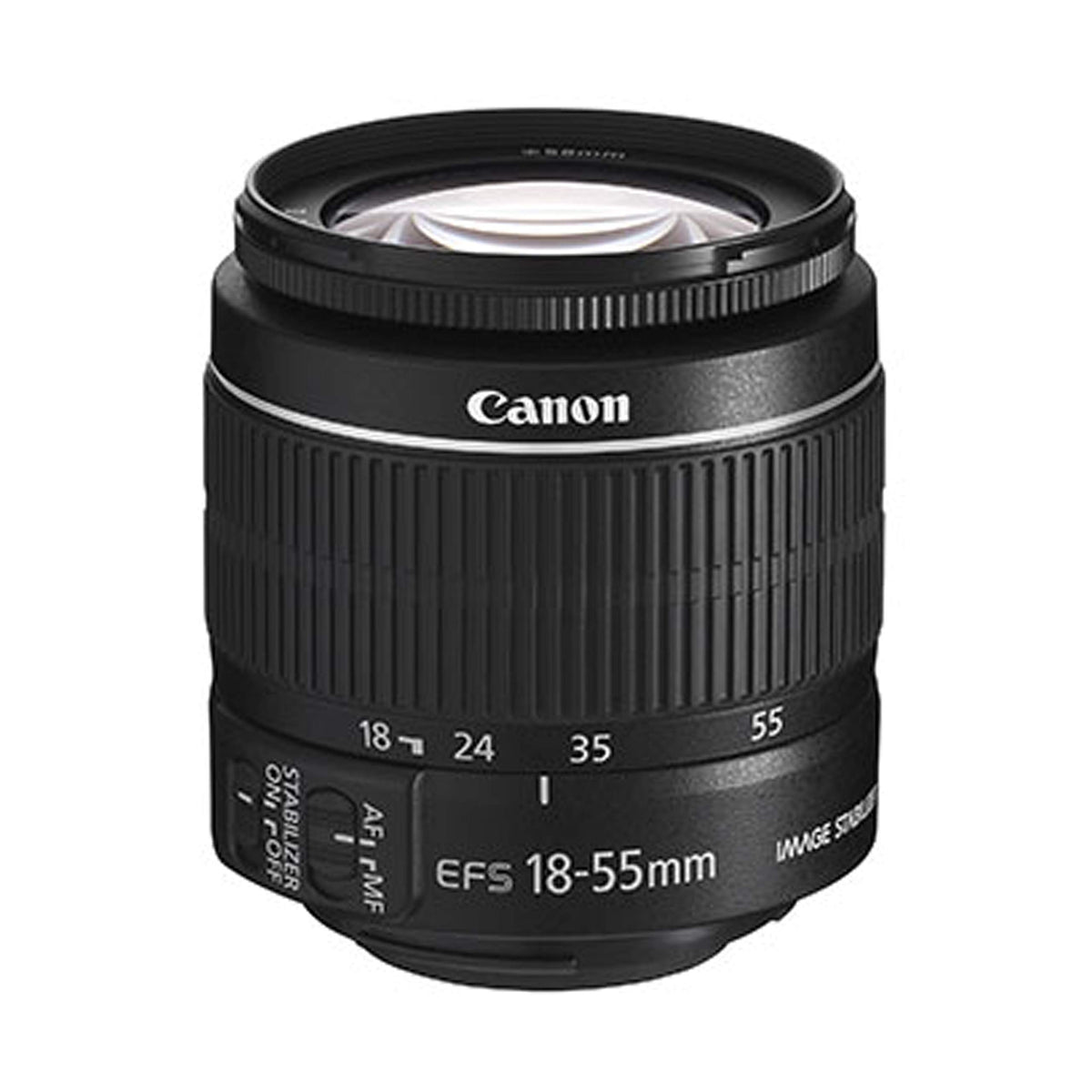 Canon EF-S 18-55mm IS II lens close-up emphasizing stabilization