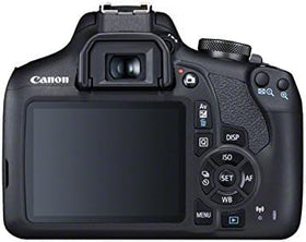 Canon EOS 2000D back view shows intuitive controls for learning.