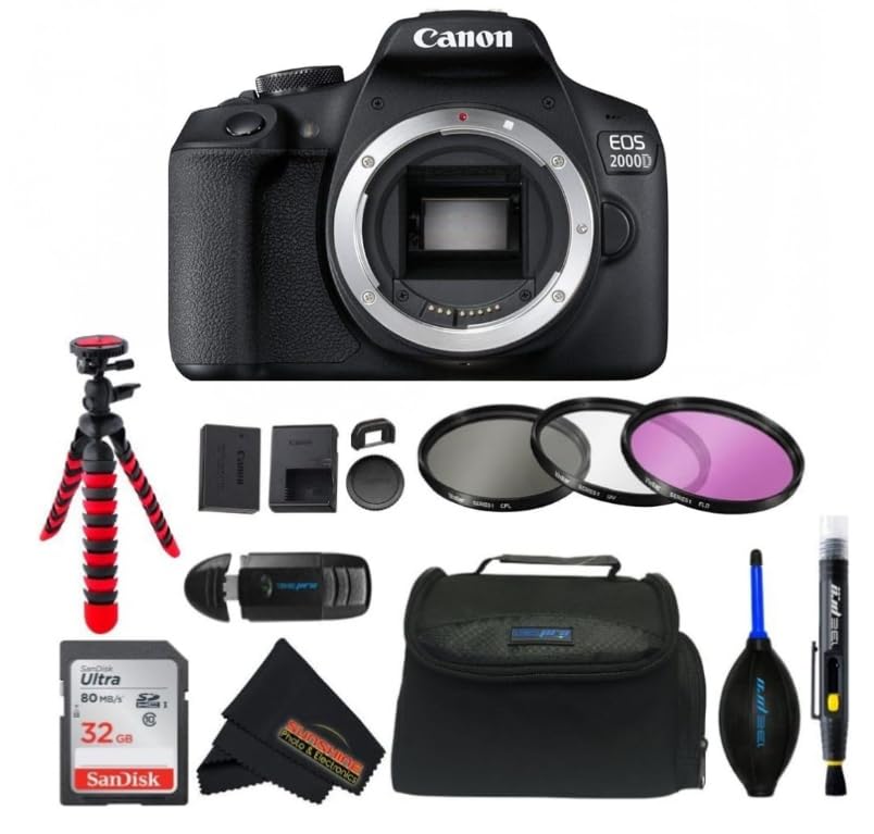 Canon EOS 2000D body with Sunshine Bundle, ideal for easy photography and sharing.