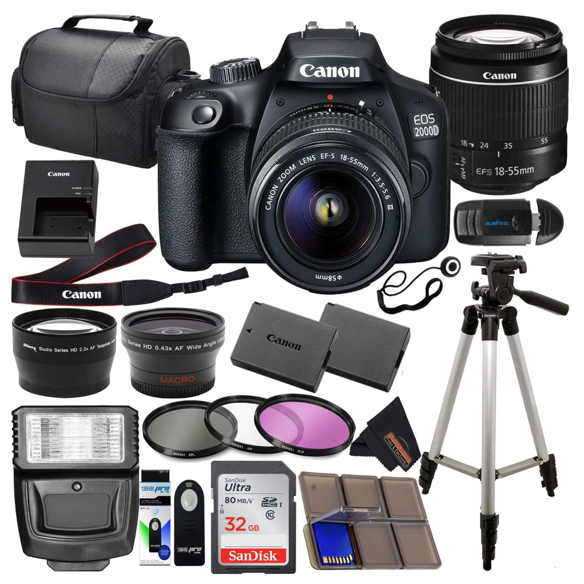 Canon EOS 2000D body shown for beginner-friendly control and portability