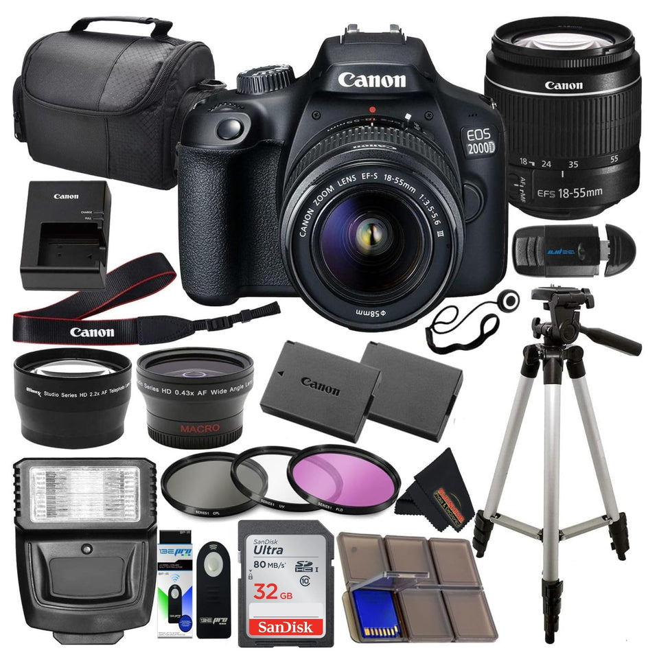 Canon EOS 2000D body shown for beginner-friendly control and portability