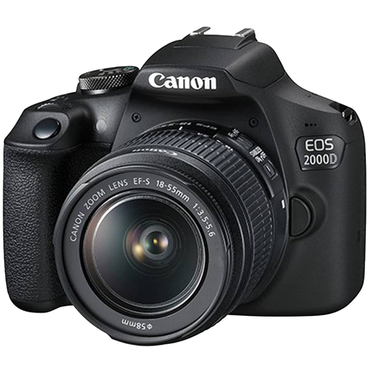 Canon EOS 2000D with 18-55mm lens for versatile everyday shots.