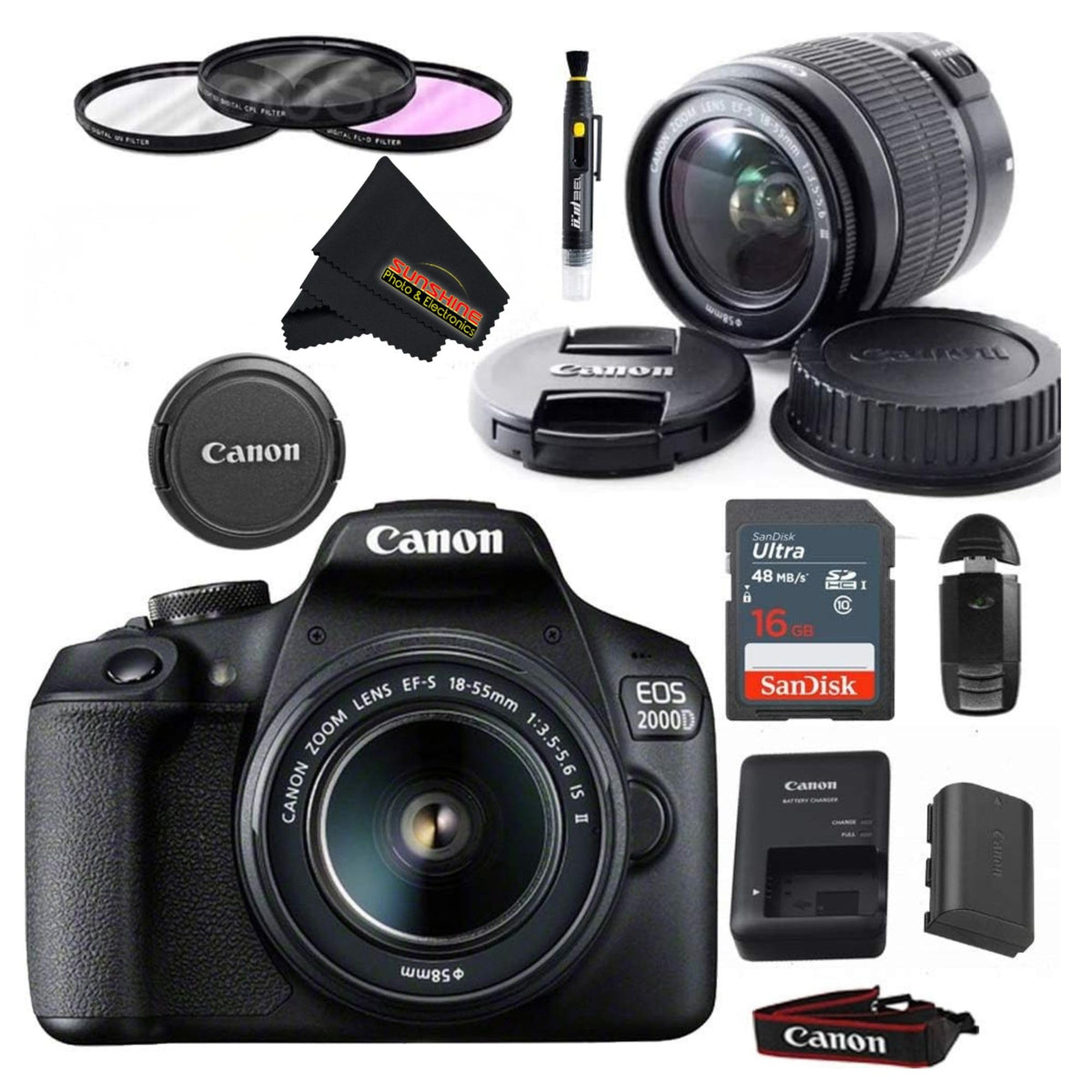 Canon EOS 2000D Rebel T7 with 18-55mm kit captures crisp portraits and landscapes.