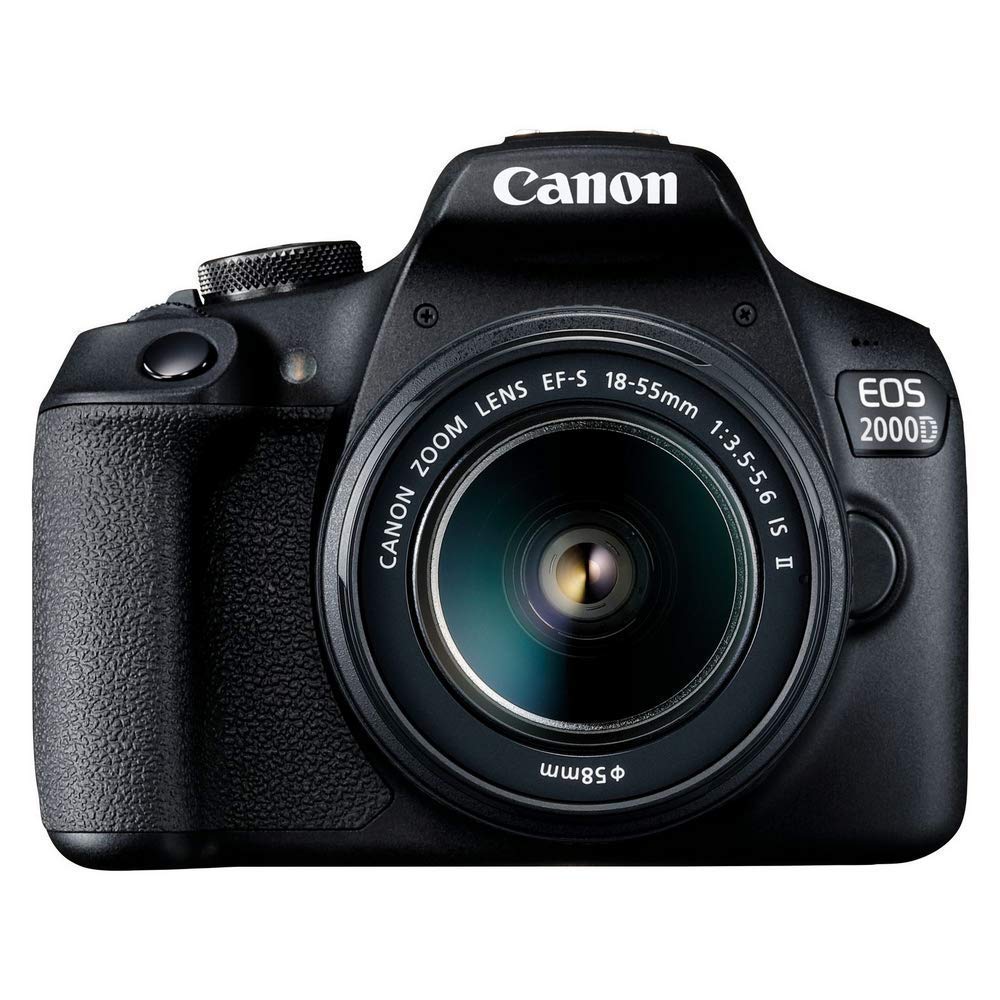 Canon EOS 2000D front view with Rebel T7 branding, ideal for entry-level photography