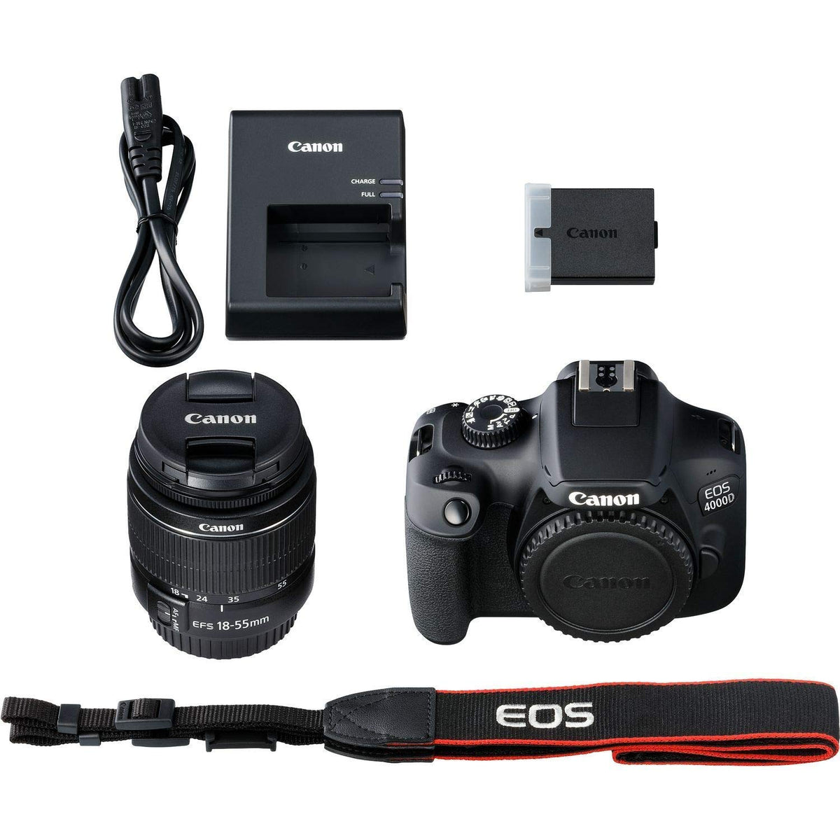 Canon EOS 4000D bundle back view, showing grip and controls for everyday shooting.