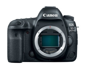 Canon EOS 5D Mark IV front view; versatile full-frame camera for portraits.