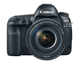 Canon EOS 5D Mark IV front view highlighting its sturdy grip for event photography
