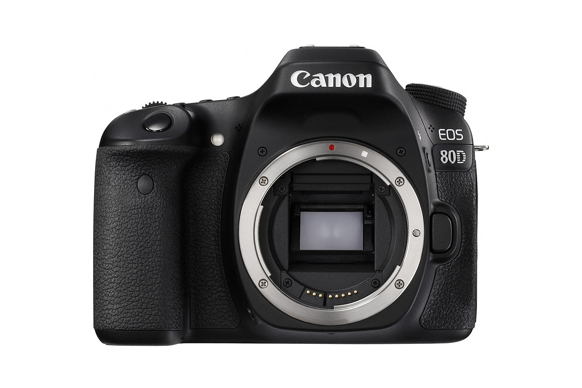 Canon EOS 80D body black front view for versatile photography.