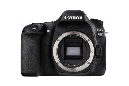 Canon EOS 80D body black front view for versatile photography.