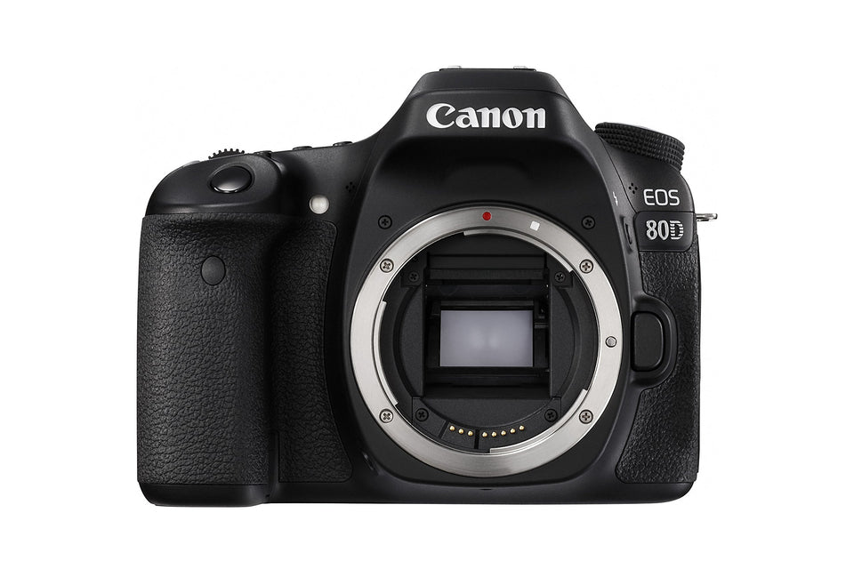 Canon EOS 80D body black front view for versatile photography.