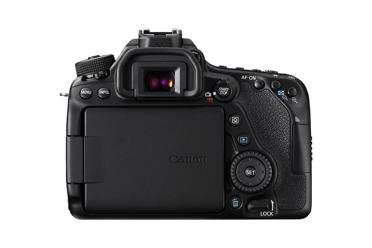 Canon EOS 80D side profile showcases robust build and comfortable grip.