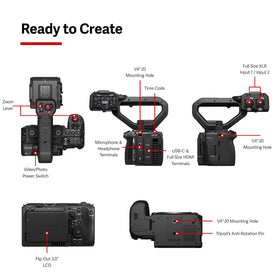 Canon EOS C50 top handle with XLR inputs enables pro audio on location.