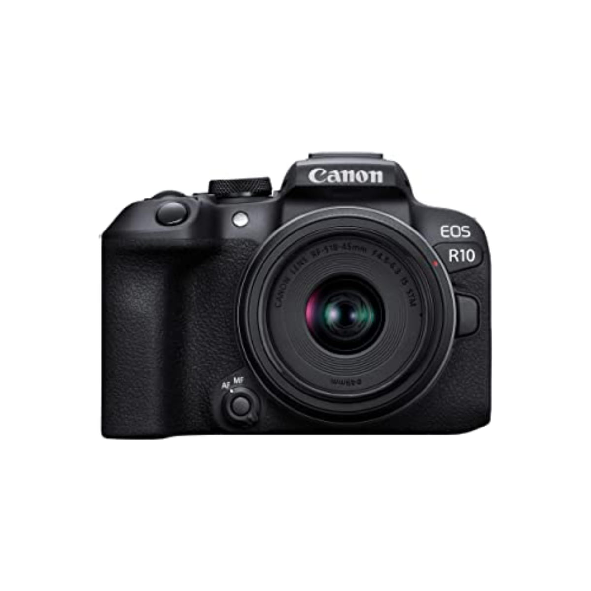 Canon EOS R10 camera body for portable travel photography.