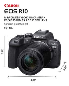Canon EOS R10 lens kit close-up with RF-S18-150mm lens in action