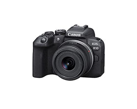 Canon EOS R10 Renewed side view with lens, versatile for handheld shooting.