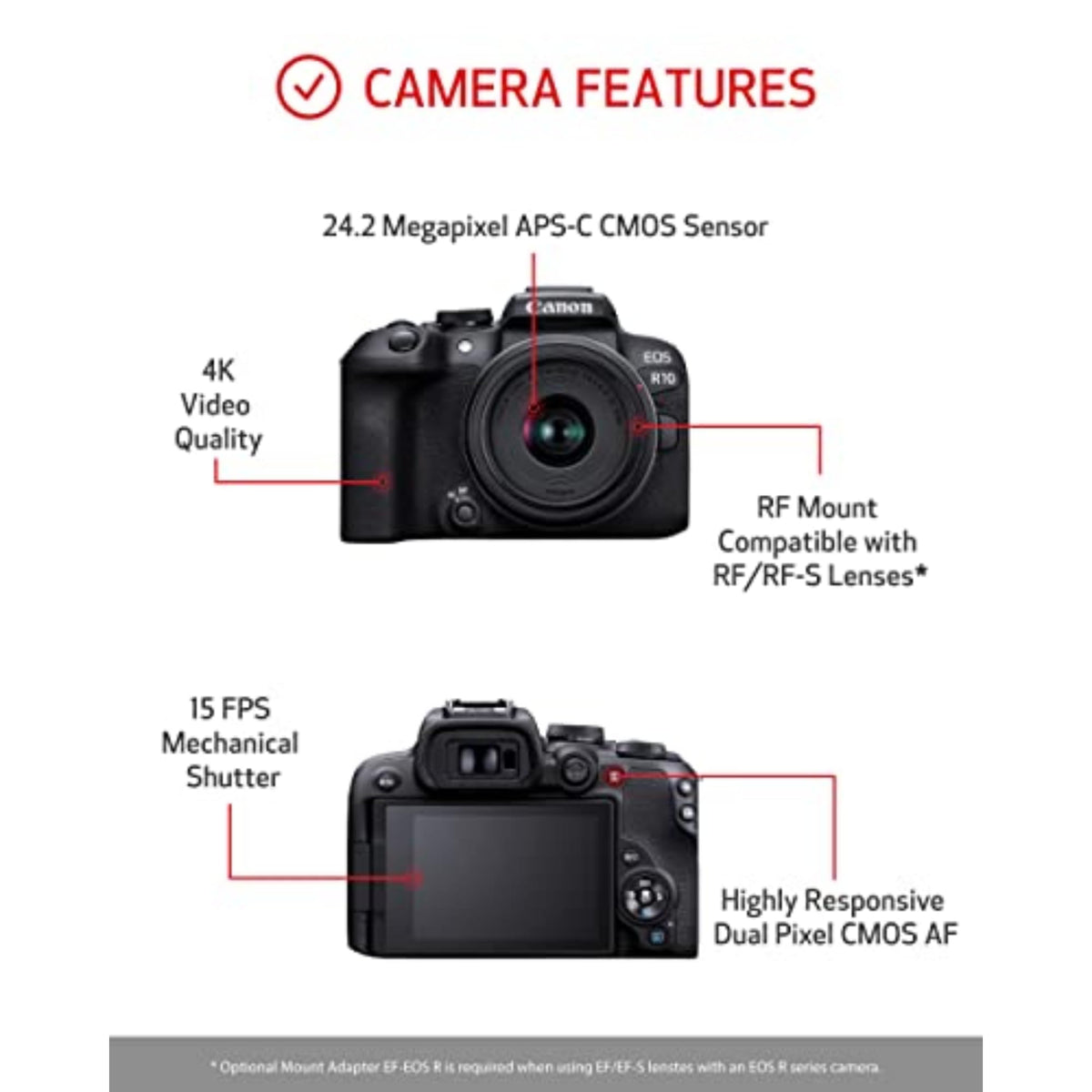 Canon EOS R10 strap ER-EOSR10 for comfortable carry.