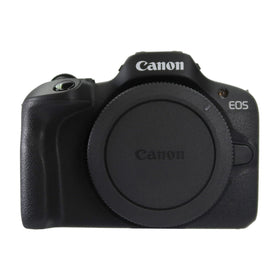 Canon EOS R100 body with ergonomic grip for comfortable all-day shooting