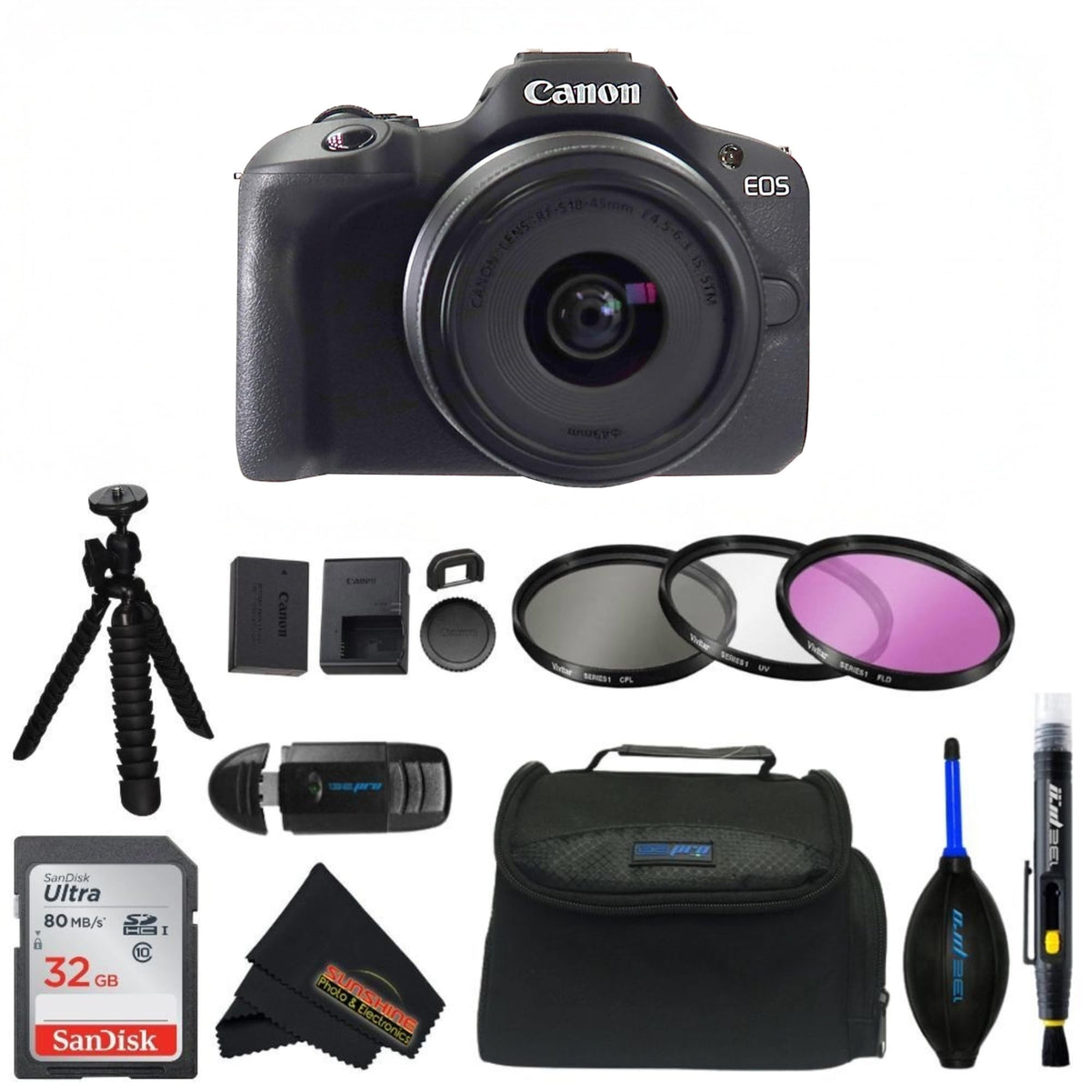 Canon EOS R100 with RF-S18-45mm kit lens for sharp photos and versatile everyday shooting.