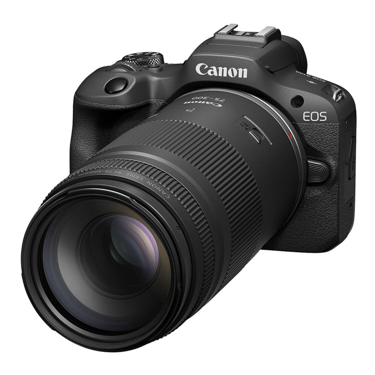 Canon EOS R100 telephoto lens RF75-300mm for distant subjects and action.