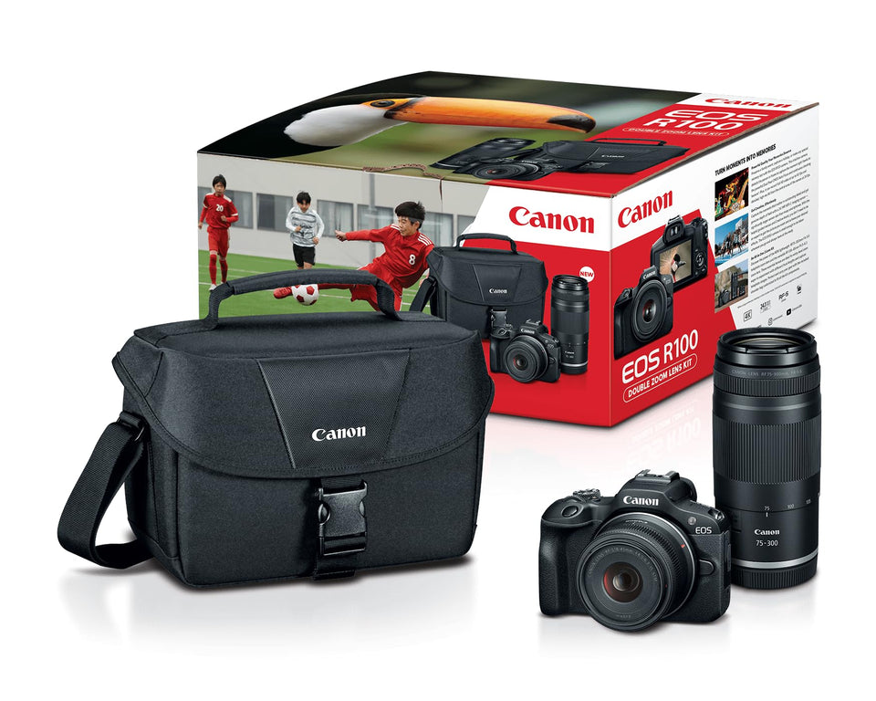 Canon EOS R100 with versatile RF-S 18-45mm lens for everyday photography.
