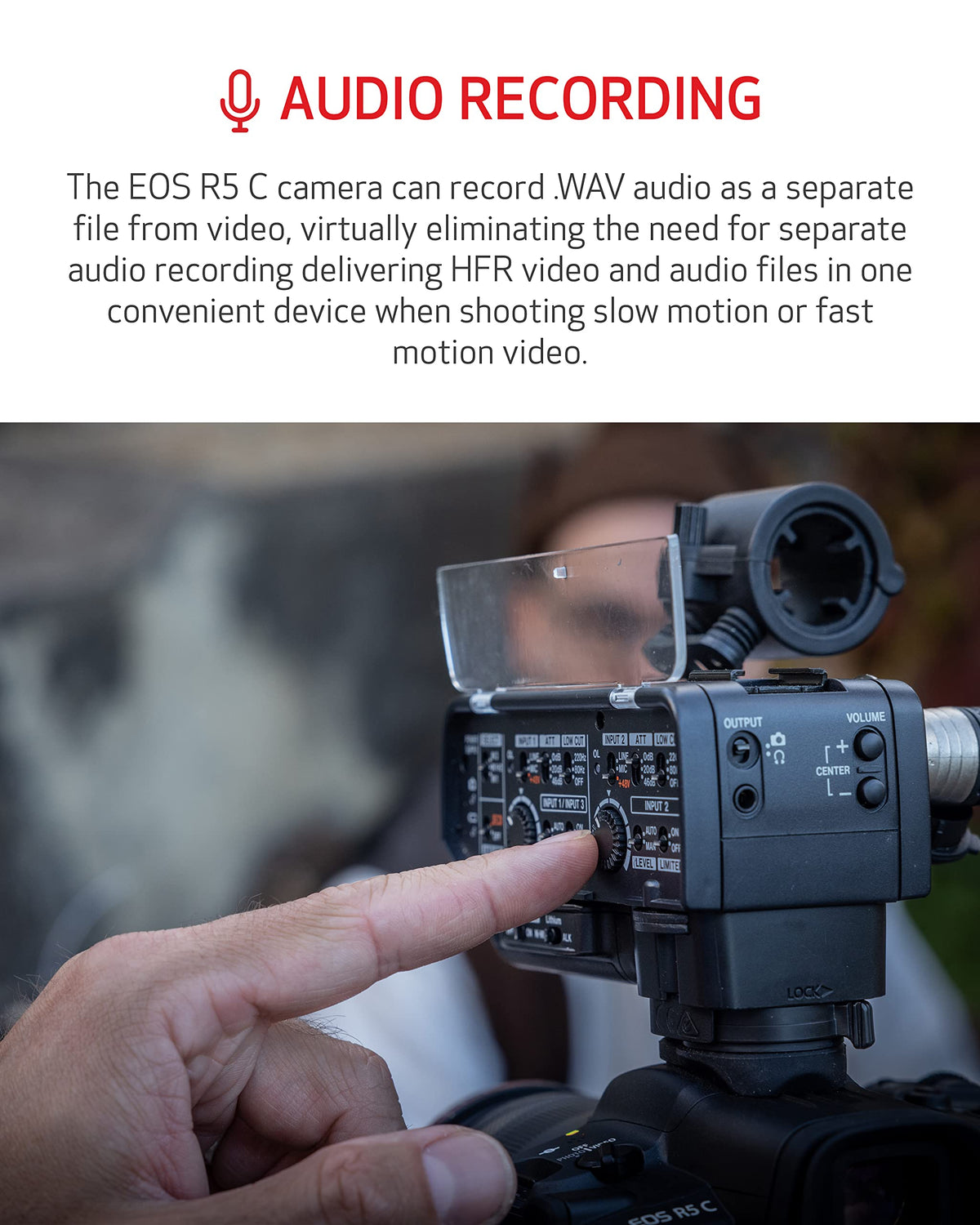Canon EOS R5 C 4K oversampling 10-bit reduces artifacts and enhances color.