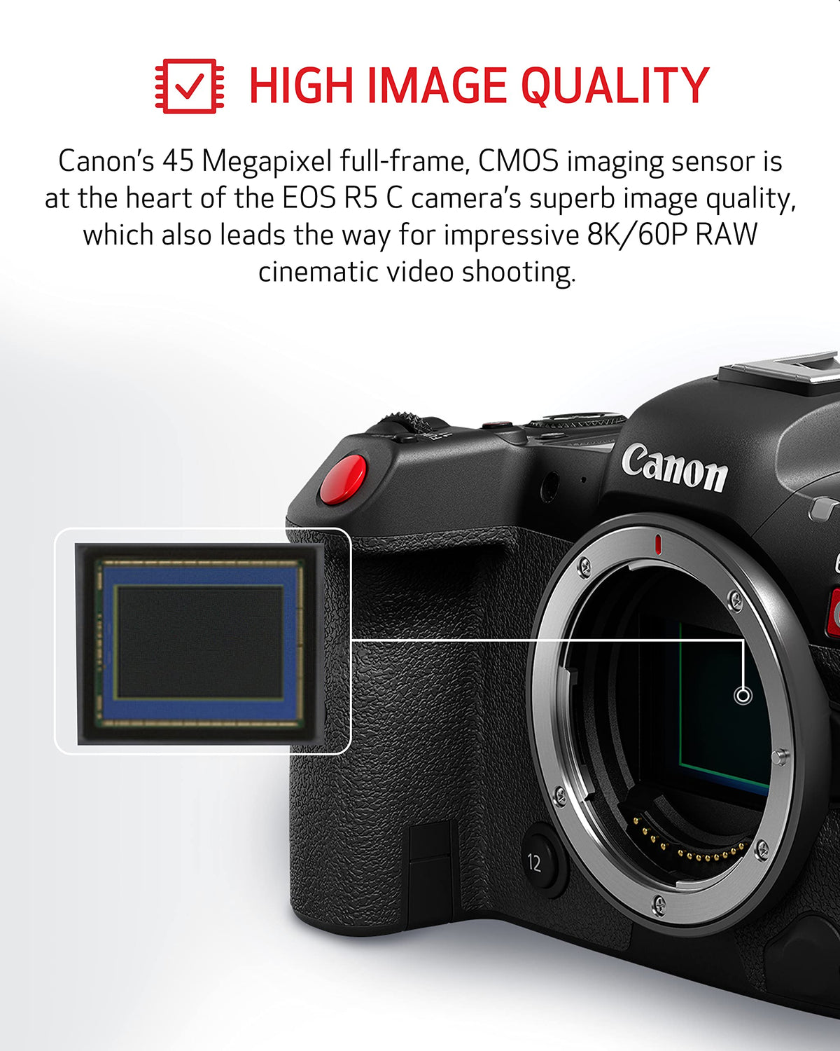 Canon EOS R5 C 8K-60P RAW video for cinematic quality in projects.