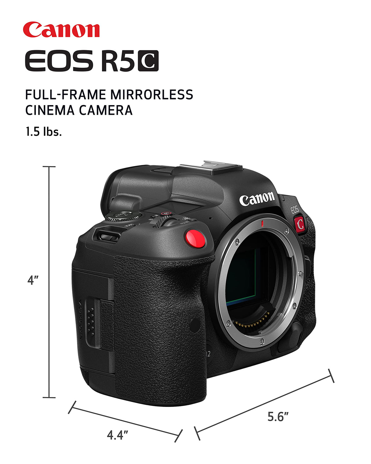 Canon EOS R5 C compact handheld design for on-the-go shooting and storytelling.