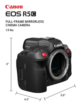 Canon EOS R5 C compact handheld design for on-the-go shooting and storytelling.