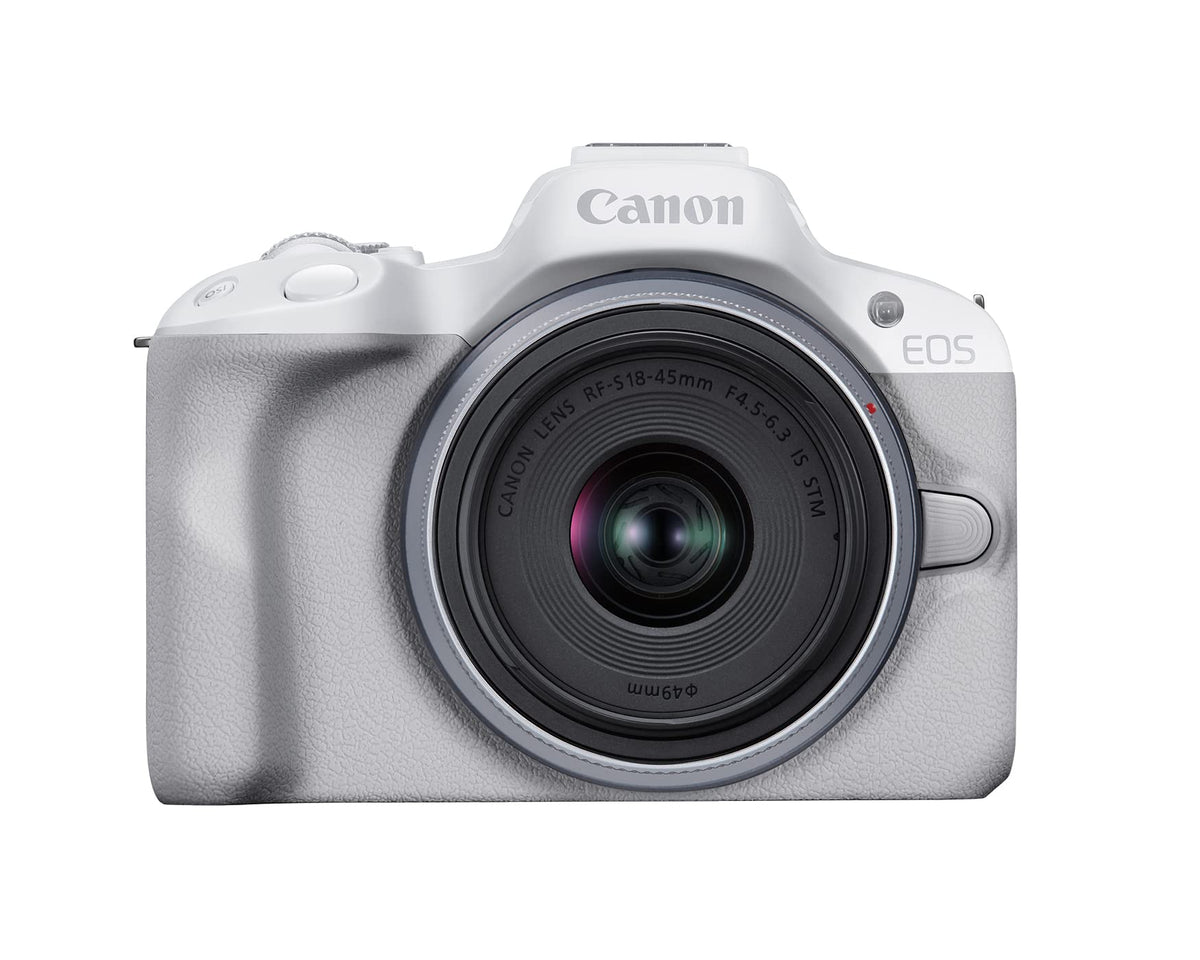 Canon EOS R50 body with lens for versatile photography on the go.