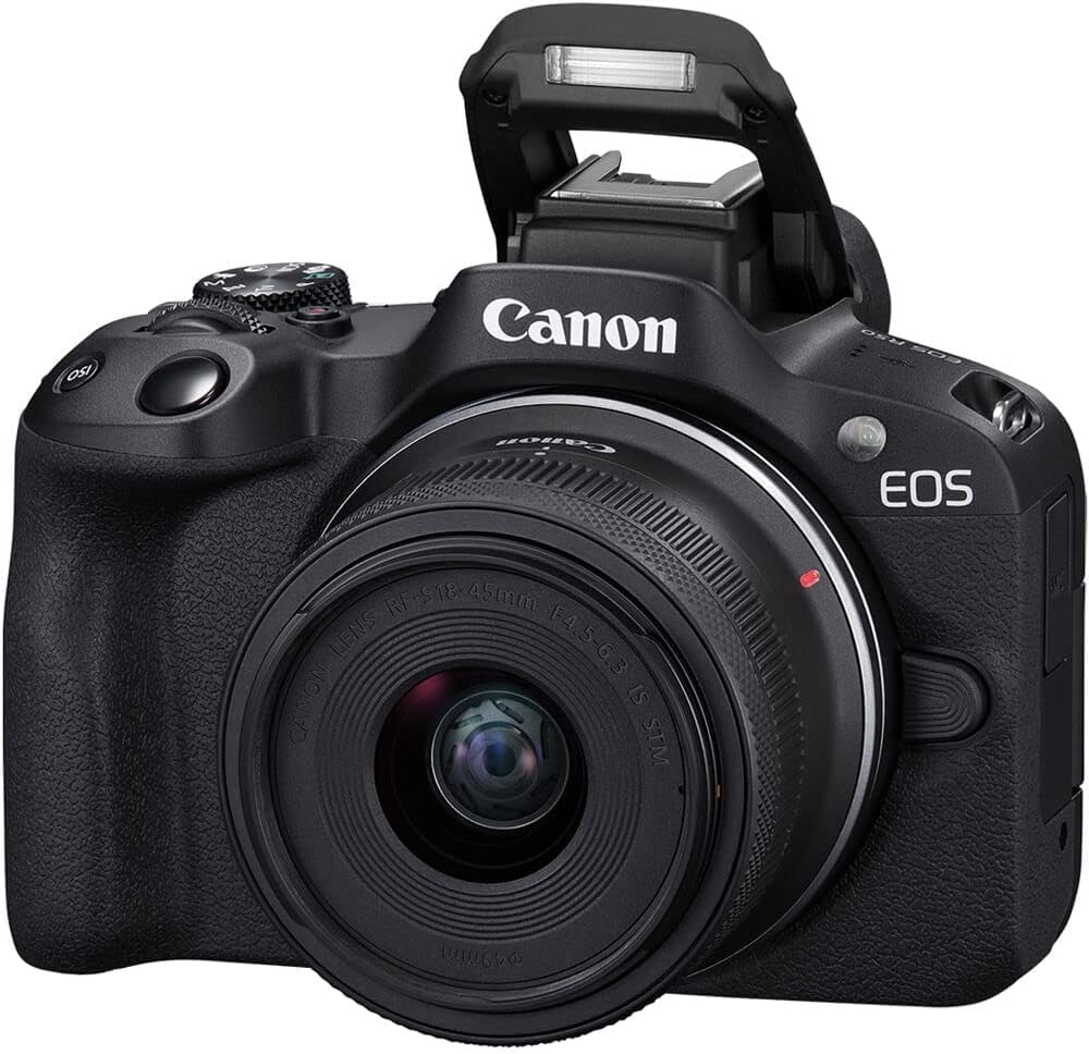 Canon EOS R50 compact, lightweight body for easy travel photography.