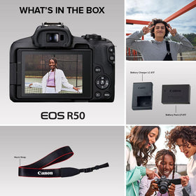 Canon EOS R50 smartphone connectivity supports quick sharing and remote control.