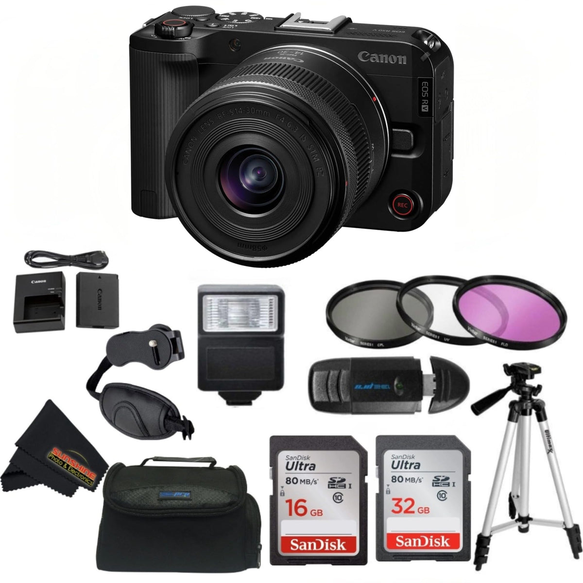 Canon EOS R50 V with RF-S14-30mm lens for versatile on-the-go video creation and streaming.