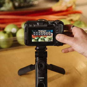 Canon EOS R50 V neck strap keeps the camera secure when on the move