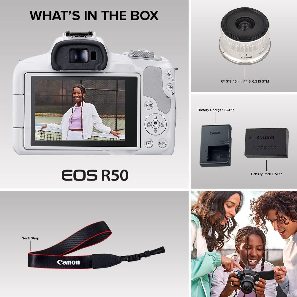 Canon EOS R50 built in Wi Fi and Bluetooth for quick sharing.
