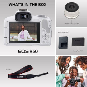 Canon EOS R50 built in Wi Fi and Bluetooth for quick sharing.