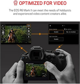 Canon EOS R6 Mark II 40fps continuous shooting for fast action.