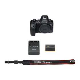 Canon EOS R6 Mark II body compact design for versatile shooting.