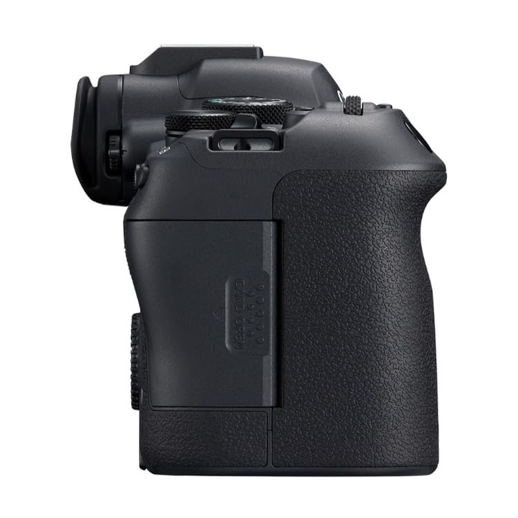 Canon EOS R6 Mark II body side grip for comfortable handheld shooting.