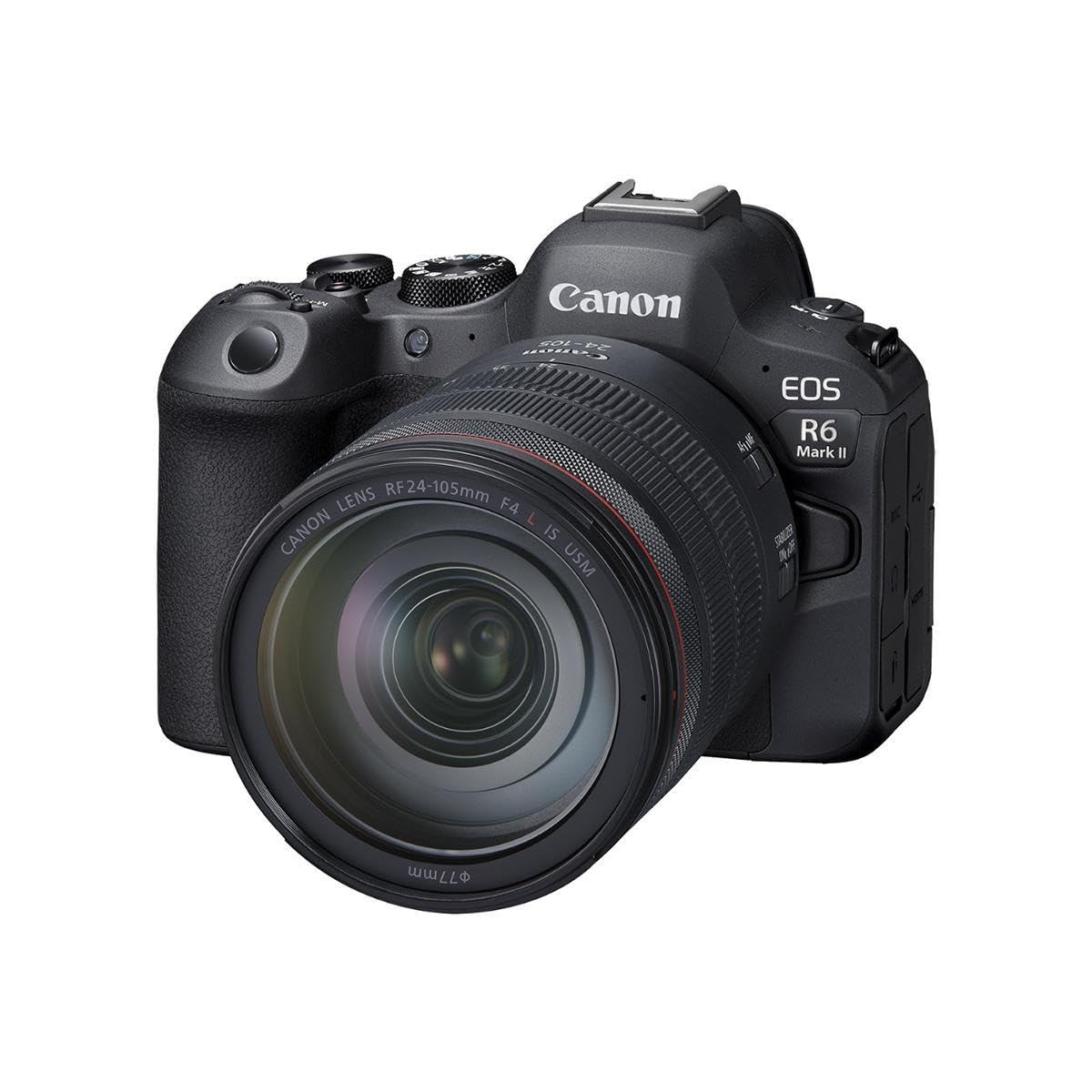 Canon EOS R6 Mark II front view showing versatile performance for photos and video